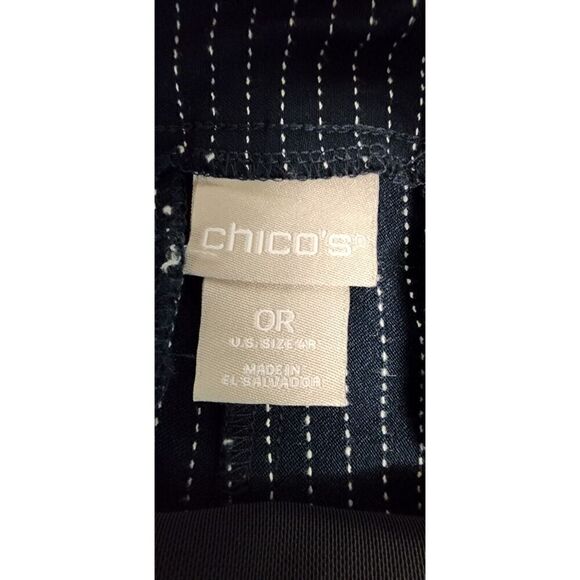 Chicos Women's Navy Blue Striped Stretch Pull-On Slim Leg Pants Size 0/US 4R - Picture 8 of 8